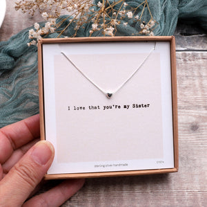 'I Love My Sister' Mini Heart Necklace - sterling silver-NuNu jewellery