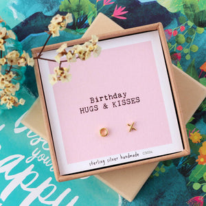 Gift Boxed 'Birthday Kiss And Hug' Earrings - sterling silver-NuNu jewellery