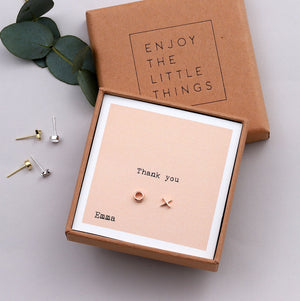 Gift Boxed 'Thank You' Kiss And Hug Earrings - sterling silver-NuNu jewellery