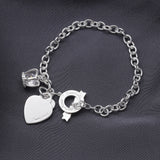 Sweet Heart Crown and Heart chunky Bracelet - sterling silver-NuNu jewellery