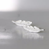 Sterling Silver Feather Earrings Studs - sterling silver-NuNu jewellery