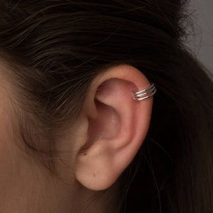 Sterling Silver Fine Line Ear Cuff - sterling silver-NuNu jewellery