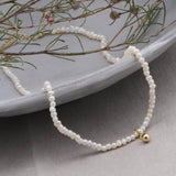 Sterling Silver Pearl Necklace With A Golden Bead - sterling silver-NuNu jewellery
