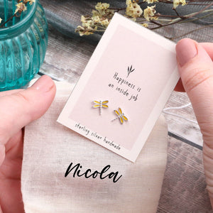 Gift Bag 'Happiness' Dragonfly Earrings - sterling silver-NuNu jewellery