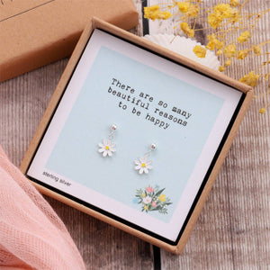 Sterling Silver Happiness Daisy Flower Earrings - sterling silver-NuNu jewellery