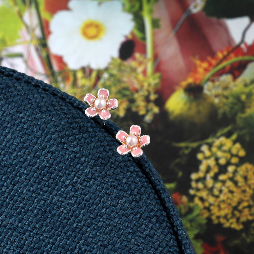 Sakura Flower Stud Earrings - sterling silver-NuNu jewellery