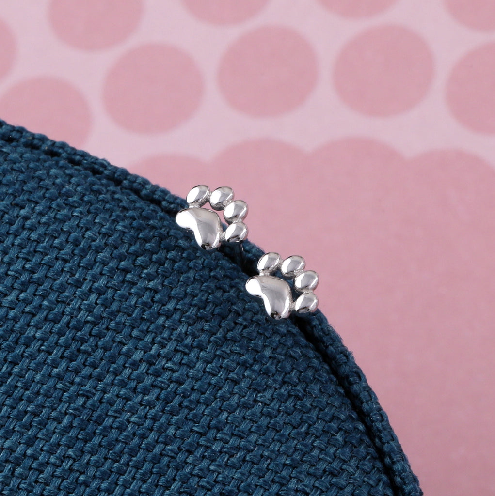 Silver Paws Stud Earrings - sterling silver-NuNu jewellery