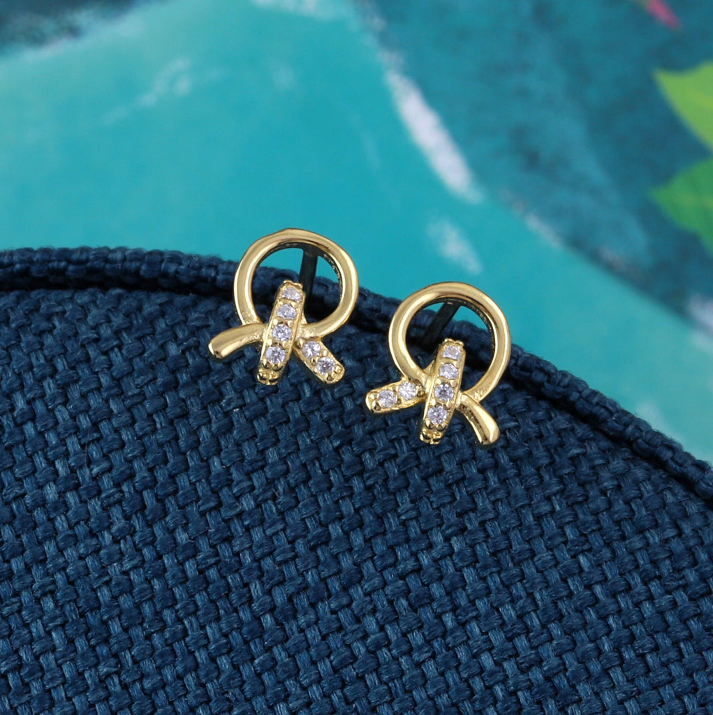Crystal Knot Stud Earrings - sterling silver-NuNu jewellery