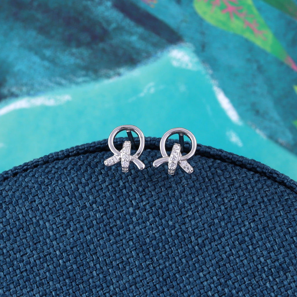 Crystal Knot Stud Earrings - sterling silver-NuNu jewellery