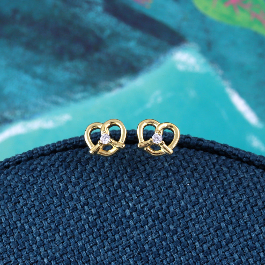 Pretzel with Crystal Stud Earrings - sterling silver-NuNu jewellery