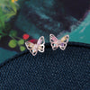 Crystal Rainbow Butterfly Stud Earrings - sterling silver-NuNu jewellery