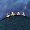 Three Clover With Stem Stud Earrings - sterling silver-NuNu jewellery