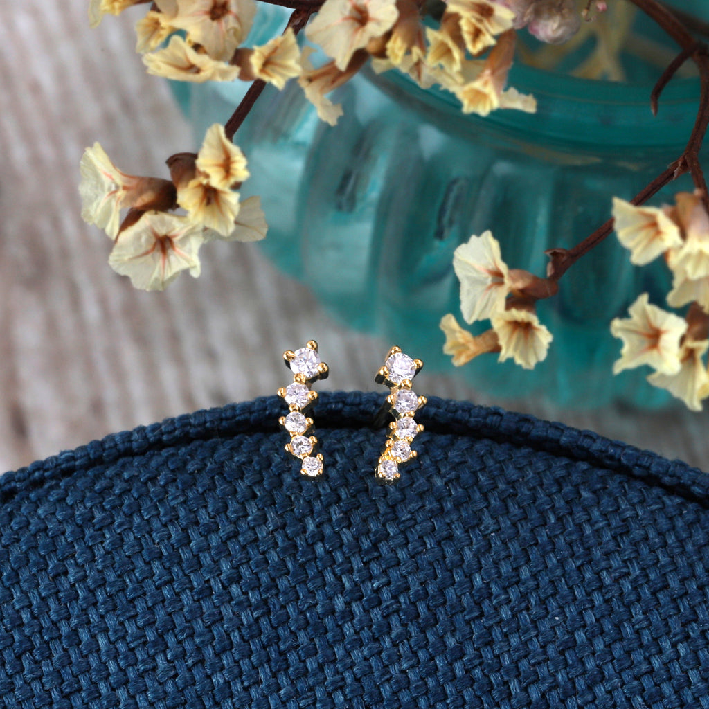 Crystal Cluster Stud Earrings - sterling silver-NuNu jewellery