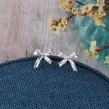 Silk Bow Stud Earrings - sterling silver-NuNu jewellery