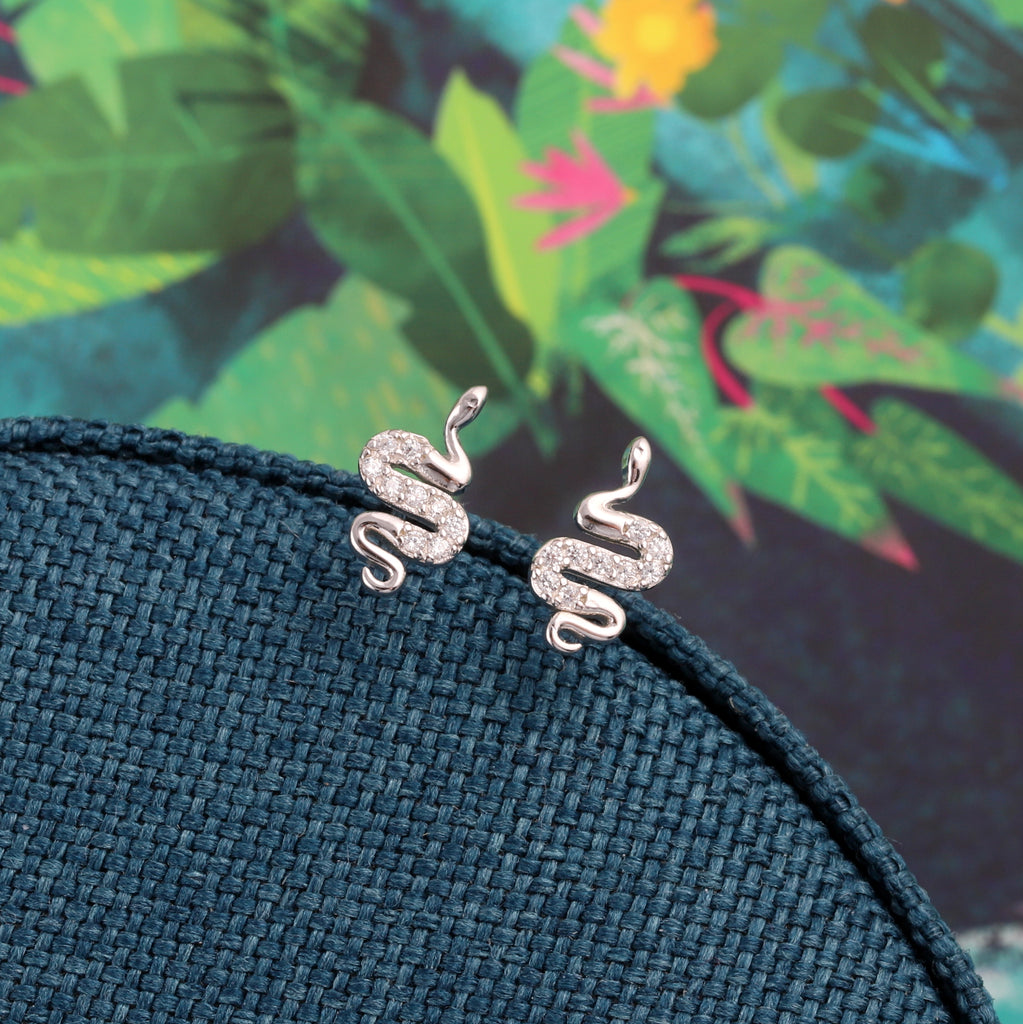 Snake Stud Earrings - sterling silver-NuNu jewellery