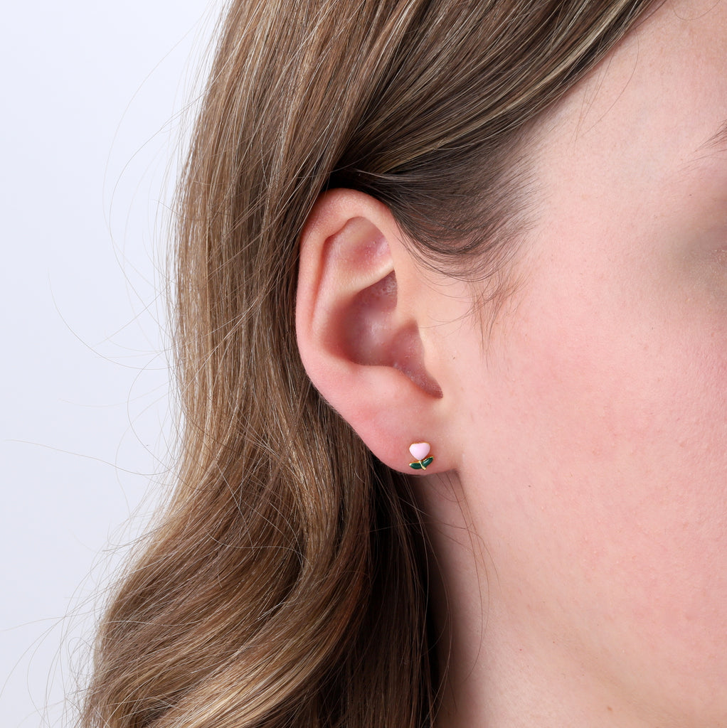 Heart Flower Stud Earrings - sterling silver-NuNu jewellery