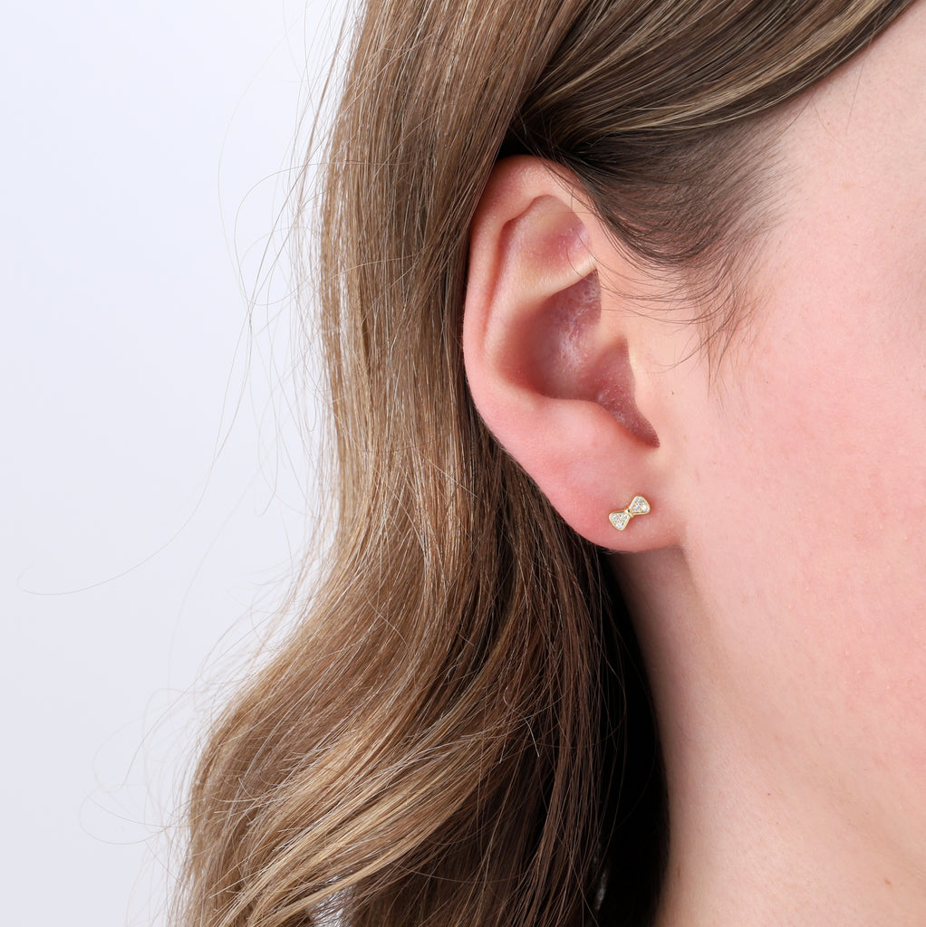 Crystal Bow Stud Earrings - sterling silver-NuNu jewellery