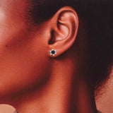 Navy Gem Stone Star Stud Earrings - sterling silver-NuNu jewellery