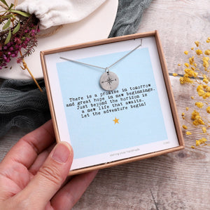 Adventure Awaits Compass Necklace - sterling silver-NuNu jewellery