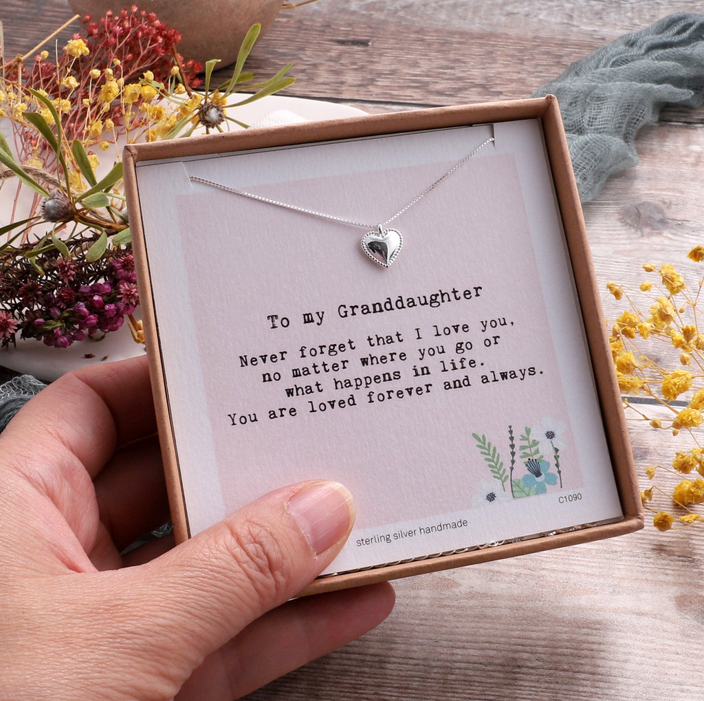 Sterling Silver Granddaughter Forever Heart Necklace - sterling silver-NuNu jewellery