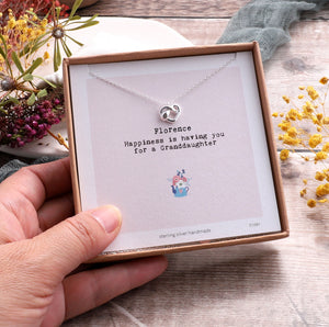 Sterling Silver Granddaughter Happiness Necklace - sterling silver-NuNu jewellery