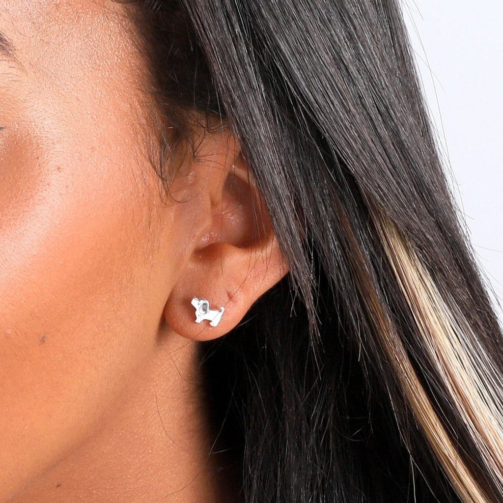 Dog Stud Earrings - sterling silver-NuNu jewellery