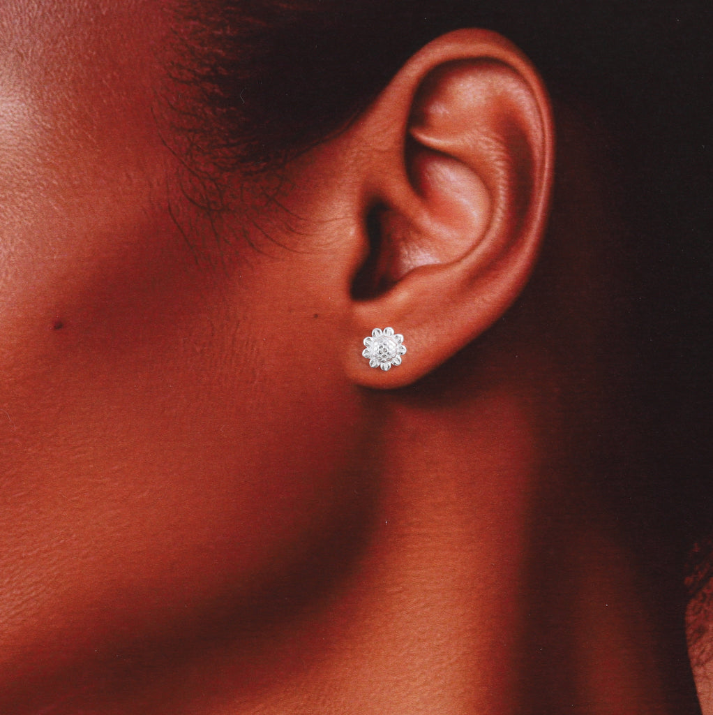 Sunflower Earring Studs - sterling silver-NuNu jewellery