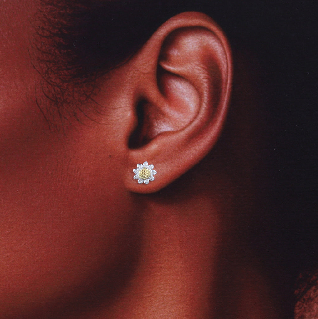 Sunflower Earring Studs - sterling silver-NuNu jewellery