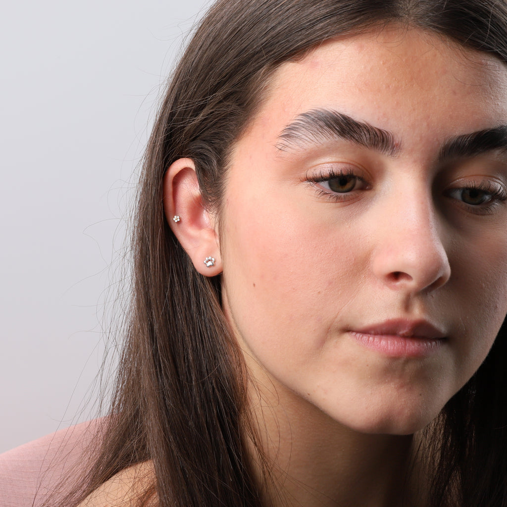 Silver Paws Stud Earrings - sterling silver-NuNu jewellery