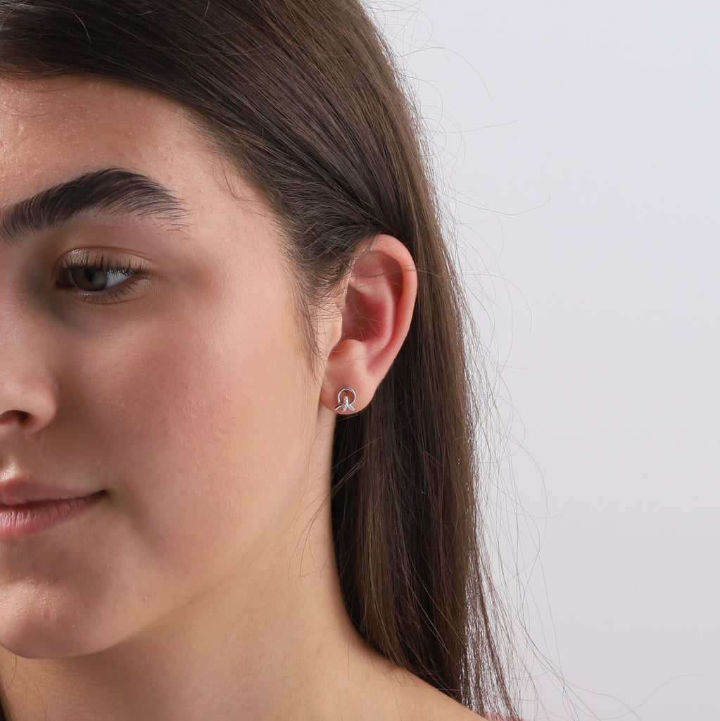 Crystal Knot Stud Earrings - sterling silver-NuNu jewellery