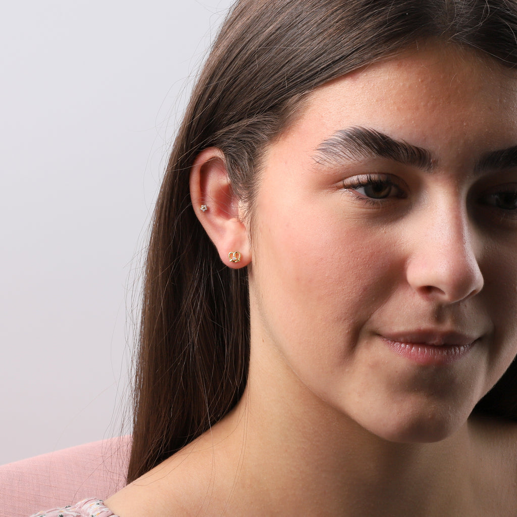Pretzel with Crystal Stud Earrings - sterling silver-NuNu jewellery