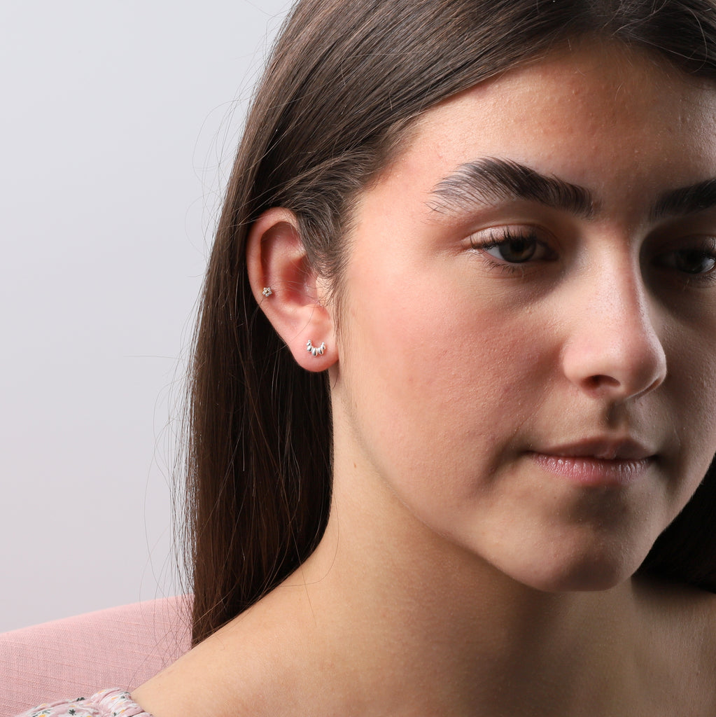 Croissant Stud Earrings - sterling silver-NuNu jewellery