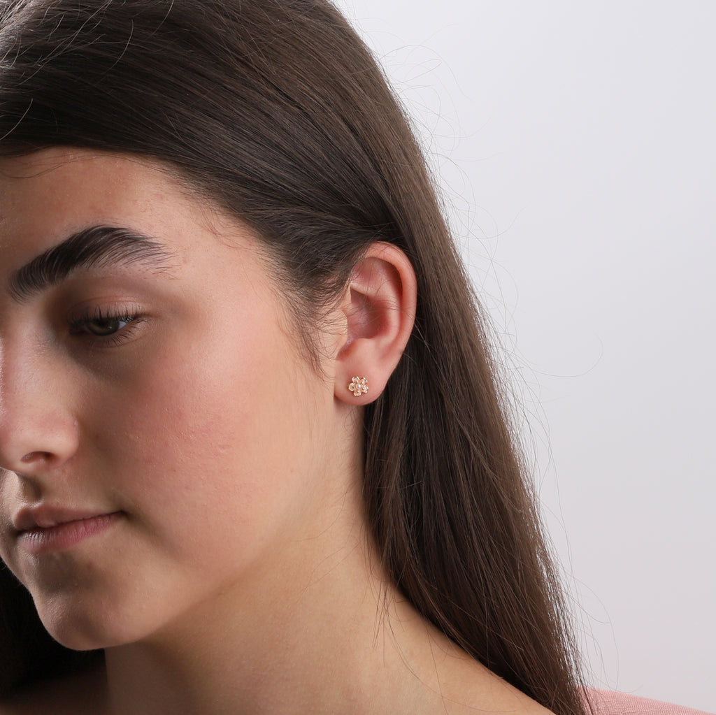 Sakura Flower Stud Earrings - sterling silver-NuNu jewellery