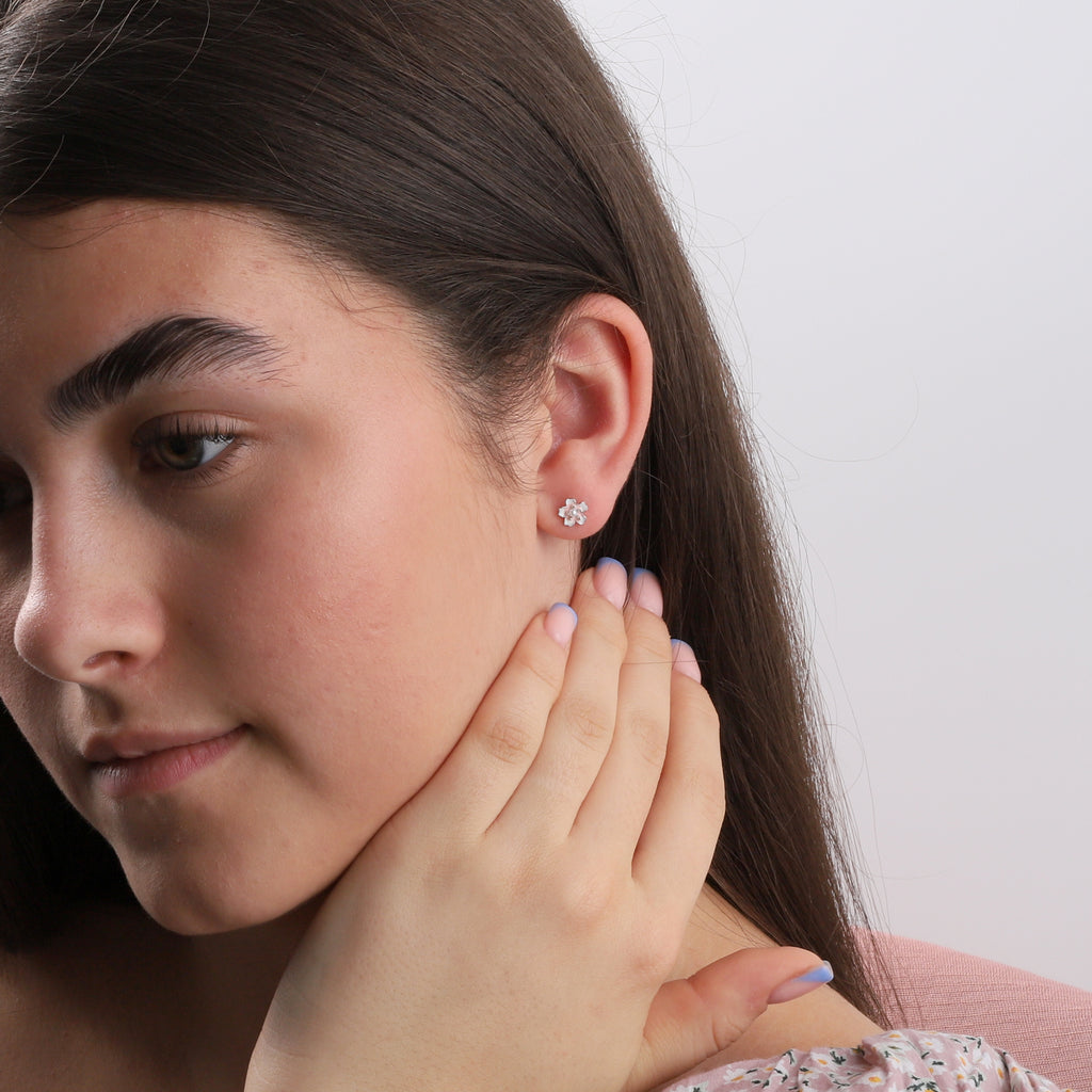 Sakura Flower Stud Earrings - sterling silver-NuNu jewellery
