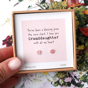 Granddaughter Blessing Flower Earrings - sterling silver-NuNu jewellery