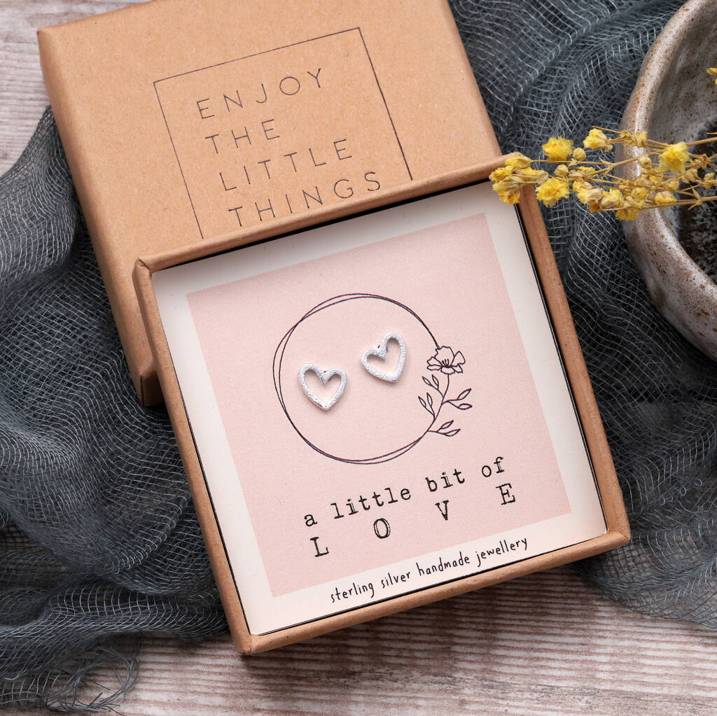 'Little Bit Of Love' Heart Earrings Sterling Silver - sterling silver-NuNu jewellery
