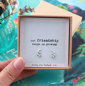 'Friendship Grows' Leaf Earrings - sterling silver-NuNu jewellery