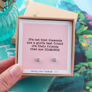 'Friends Are Diamonds' Sterling Silver Earrings - sterling silver-NuNu jewellery