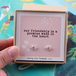 Friendship Promise Sterling Silver Heart Knot Earrings - sterling silver-NuNu jewellery