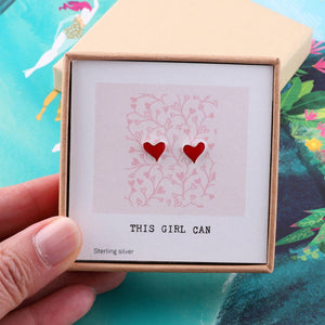 'This Girl Can' Sterling Silver Heart Knot Earrings - sterling silver-NuNu jewellery