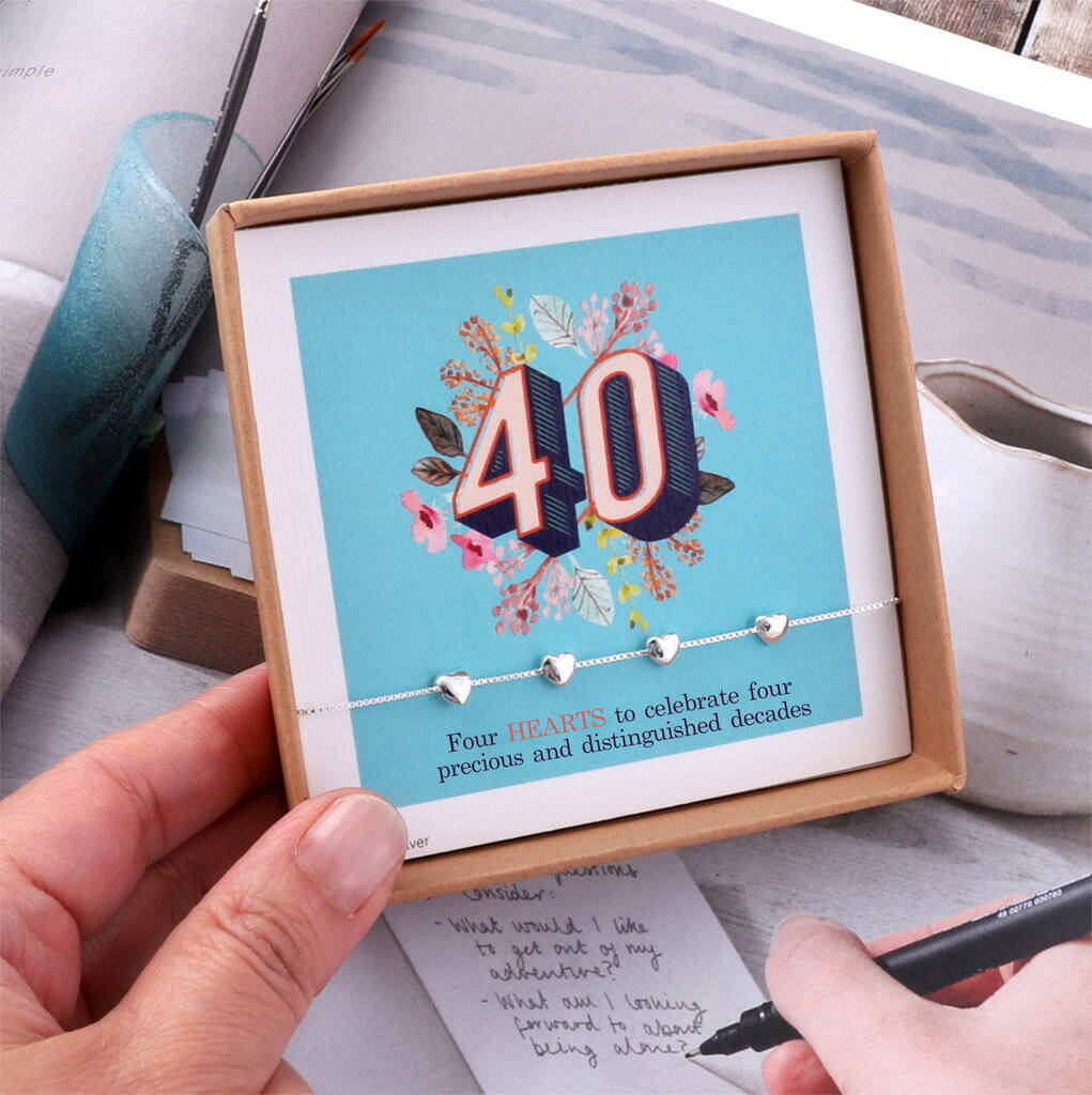 40th Birthday Sterling Silver Hearts Bracelet - sterling silver-NuNu jewellery