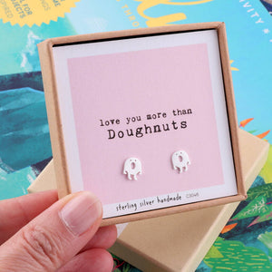 Sterling Silver 'Love You More Than' Doughnuts Earrings - sterling silver-NuNu jewellery