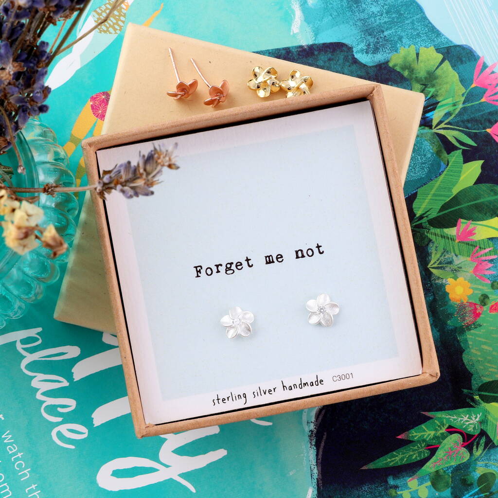 'Forget me not' earrings - sterling silver-NuNu jewellery