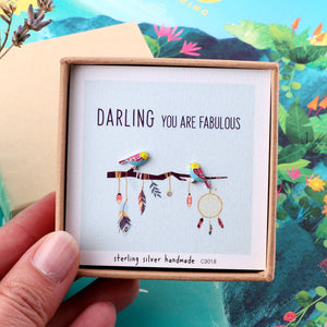 'You Are Fabulous' Sterling Silver Bird Earrings - sterling silver-NuNu jewellery
