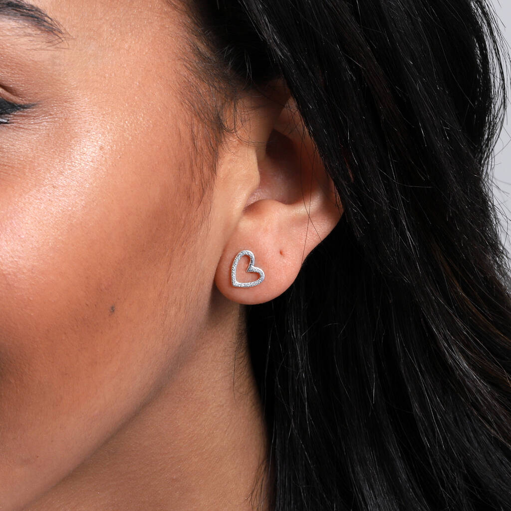 'Little Bit Of Love' Heart Earrings Sterling Silver - sterling silver-NuNu jewellery