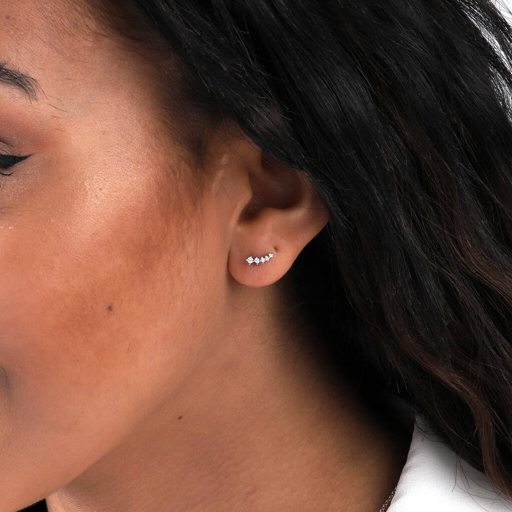 Crystal Cluster Stud Earrings - sterling silver-NuNu jewellery