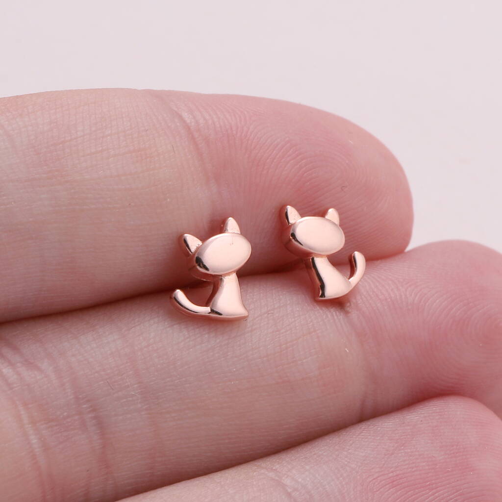 'Home Is' Sterling Silver Cat Earrings - sterling silver-NuNu jewellery