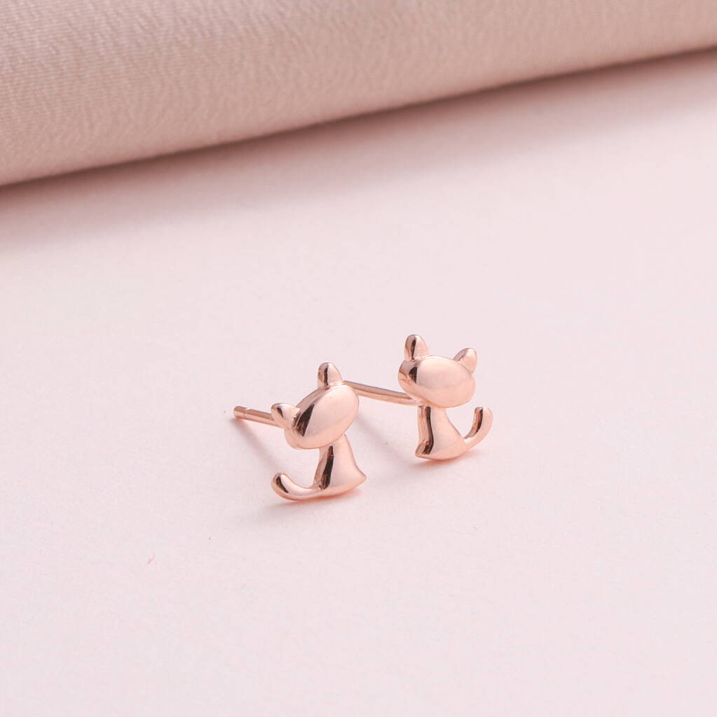 'Home Is' Sterling Silver Cat Earrings - sterling silver-NuNu jewellery