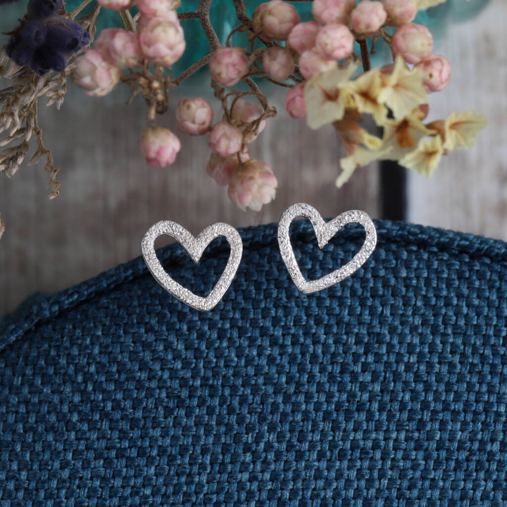 'Little Bit Of Love' Heart Earrings Sterling Silver - sterling silver-NuNu jewellery