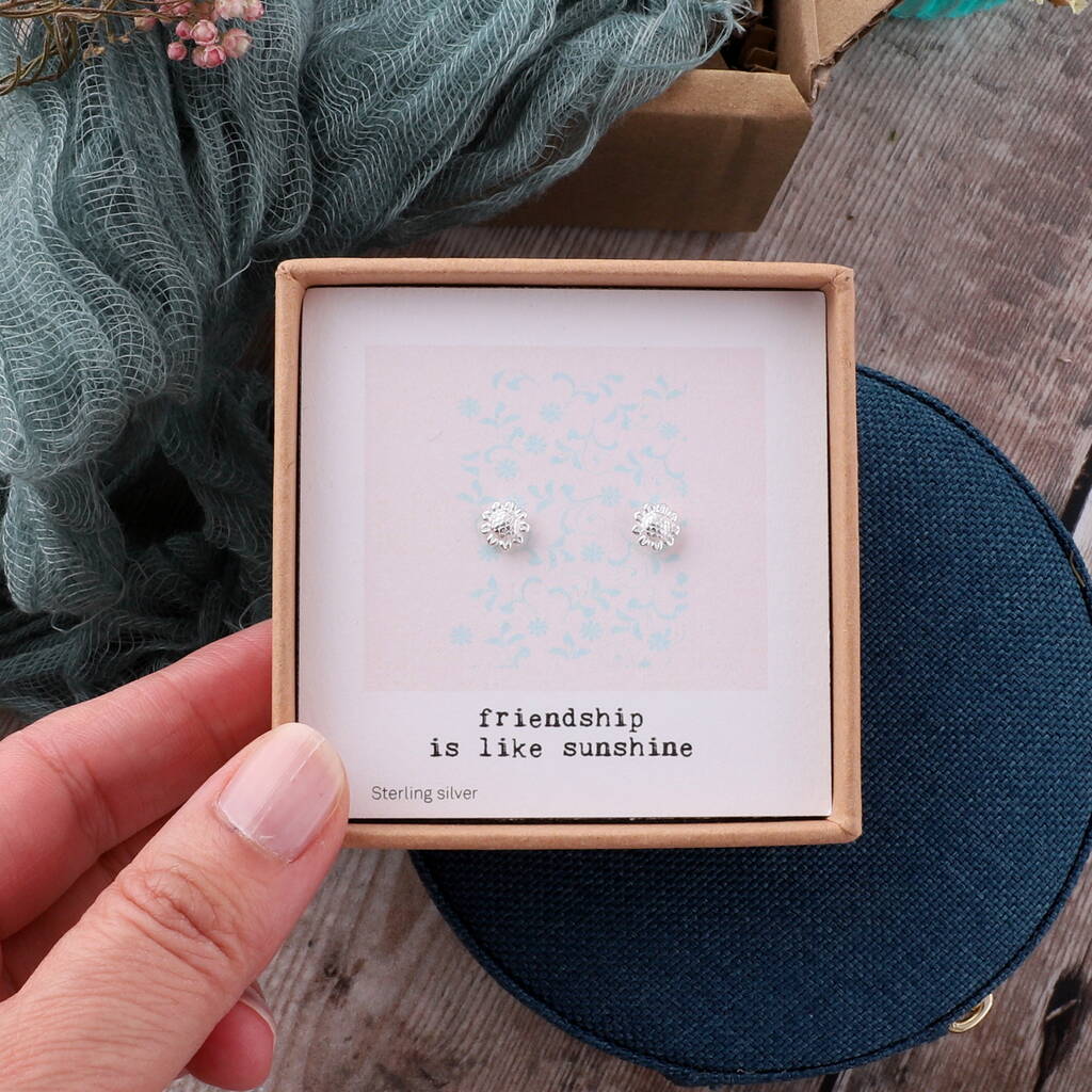 Friendship Is Like Sunshine Sterling Silver Earrings - sterling silver-NuNu jewellery